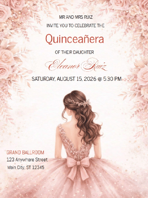 Quinceañera Elegance in Pink Invitation customizable template