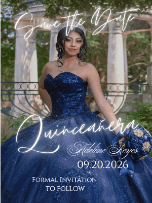 Elegant Modern Quinceanera Save the Date Typography with Photo