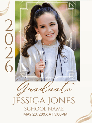 Elegant Graduate Announcement with Photo Graduation Photo Party