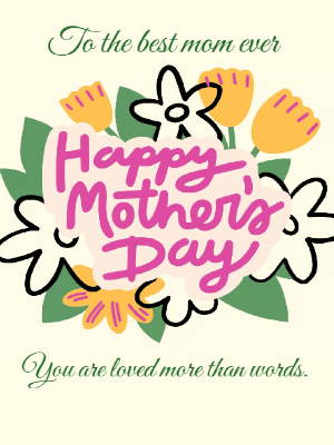 Mother's Day Yellow and Green Floral Greeting Card
