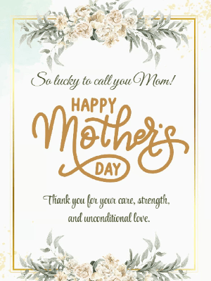 Simple Elegant White and Green Floral Mother's Day Greeting Card