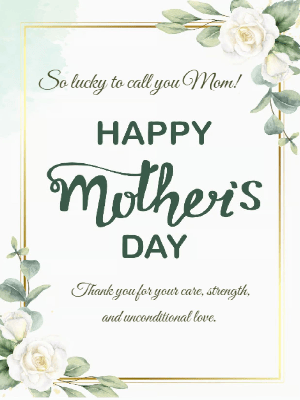 Simple Elegant White and Green Floral Mother's Day Greeting Card