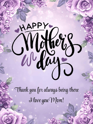 Mother's Day Greeting Card Purple Florals