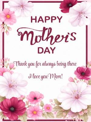 Mother's Day Greeting Card Elegant Pink and White Florals