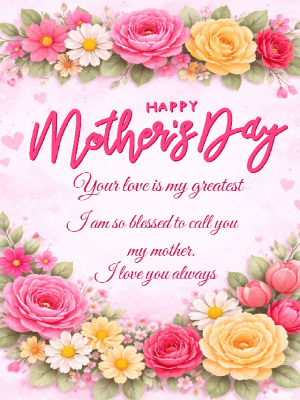 Mother's Day Greeting Card Pink Floral Elegance