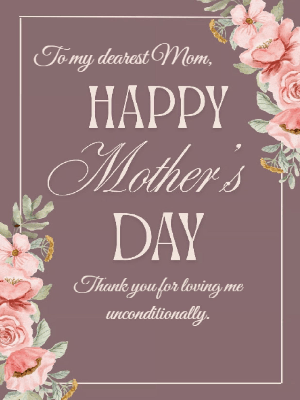 Mother's Day Greeting Card Simple Elegant Floral