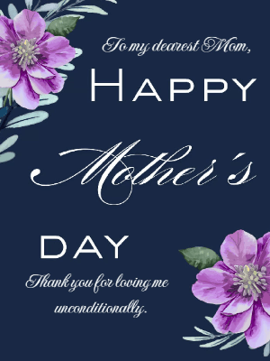 Mother's Day Greeting Card Simple Elegant Floral