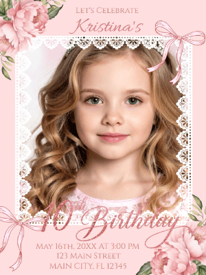 Peach Coquette Kids Birthday Ribbon Coquette Bow 10th Birthday Peach
