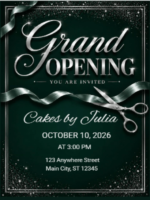 Elegant Black and Silver Grand Opening Invitation