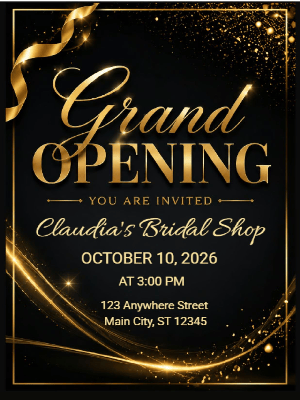 Elegant Black and Gold Grand Opening Invitation