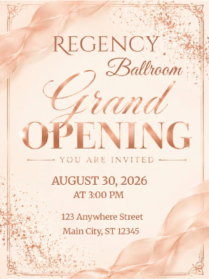 Minimalist Pink and Gold Grand Opening Invitation Corporate Invite