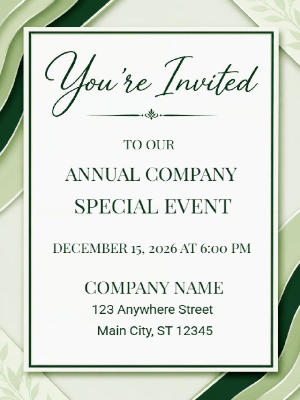 Green White Corporate Invitation Business Party Invitation Company Event Party Invitation Company Anniversary Invitation