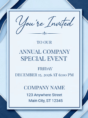 Blue Silver White Corporate Invitation Business Party Invitation Company Event Party Invitation Company Anniversary Envite