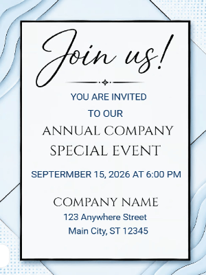 Blue Black Corporate Invitation Business Party Invitation Company Event Party Invitation Company Anniversary Invitation