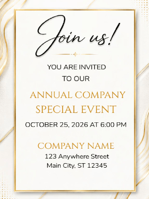 White Gold Corporate Invitation Business Party Invitation Company Event Party Invitation Company Anniversary Invitation