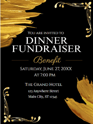 Dinner Fundraising Party Invitation Corporate Benefit Invite