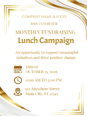 Corporate Fundraising Invitation Gold White Corporate Lunch Fundraising Invitation Business Party Invitation Company Event Party Invitation