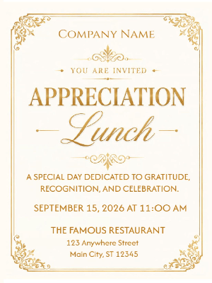 Elegant Corporate Party Invitation Appreciation Lunch Party White Gold Corporate Invitation