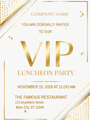 Elegant Corporate VIP Party Invitation VIP Lunch Party White Gold Corporate Invitation