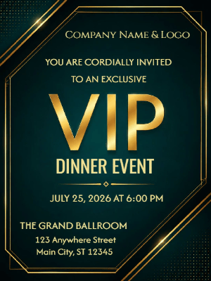 Elegant Corporate Party Invitation VIP Party Invitation Blue Gold Corporate Invitation