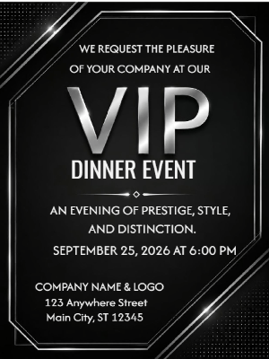 Elegant Corporate Party Invitation VIP Party Invitation Black Silver Corporate Invitation