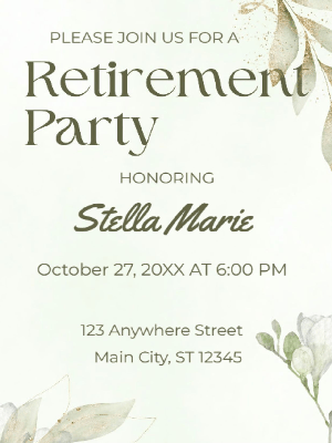 Retirement Dinner Party Invitation