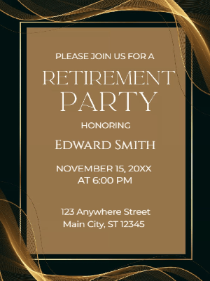 Retirement Party Invitation Gold Black Retirement Dinner Party