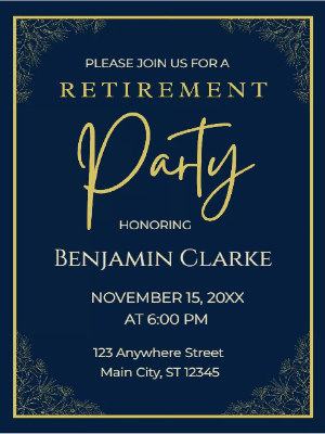 Retirement Party Invitation Gold Black Retirement Dinner Party