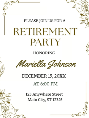 Retirement Party Invitation White Gold Retirement Dinner Party