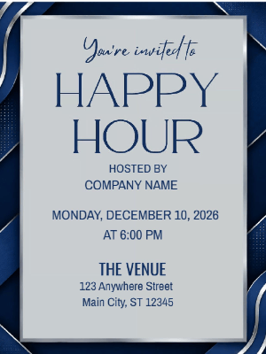 Modern Blue Company Happy Hour Party Invitation