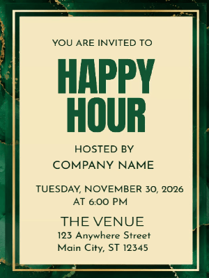 Modern Emerald Gold Company Happy Hour Party Invitation