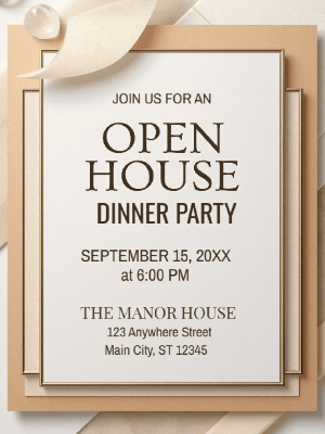 Elegant Open House Dinner Real State Party Invitation