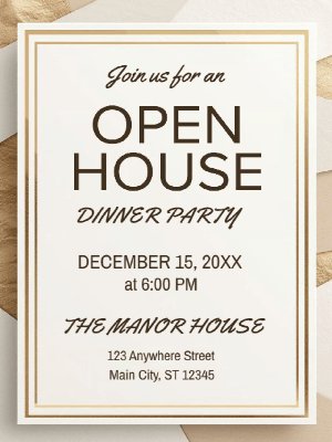 Elegant Open House Dinner Real State Party Invitation