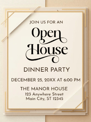Elegant Open House Dinner Real State Party Invitation