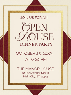 Elegant Open House Dinner Real State Party Invitation