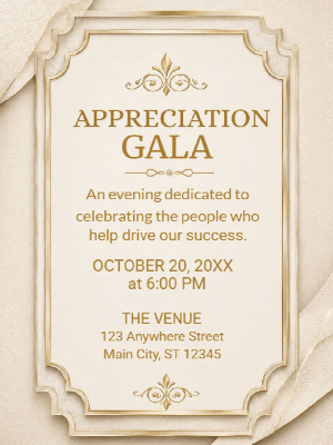 Elegant Appreciation Gala Corporate Party Invitation