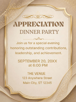 Elegant Appreciation Dinner Corporate Party Invitation
