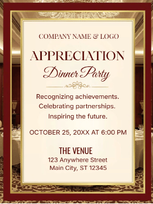 Elegant Appreciation Corporate Dinner Party Invitation
