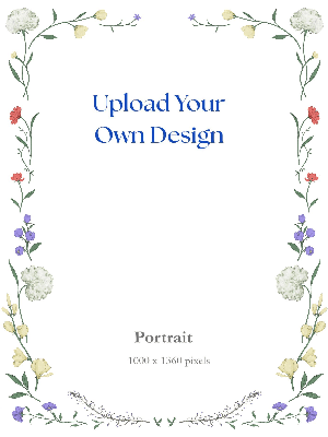 Upload Your Own Design Floral Purple and Blue Border Invitation