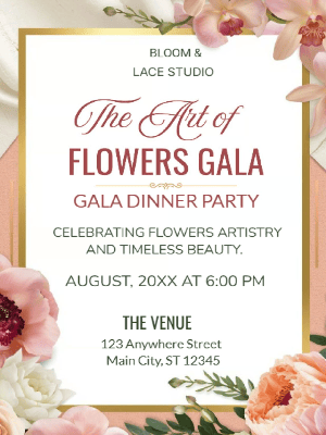 Floral Gala Dinner Party Invitation