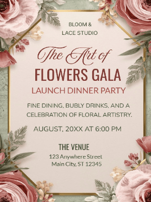 Floral Launch Dinner Party Invitation