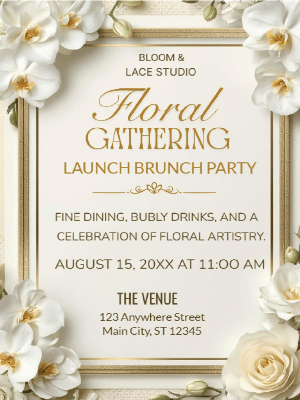 Floral Launch Brunch Party Invitation