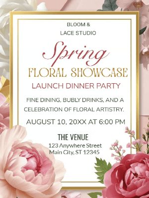 Floral Launch Dinner Party Invitation