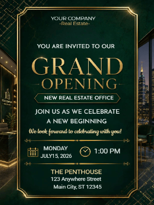 Elegant Grand Opening Real Estate Party Invitation