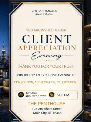 Elegant Client Appreciation Real Estate Party Invitation