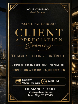 Elegant Client Appreciation Real Estate Party Invitation