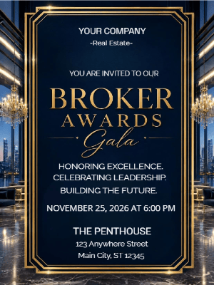 Elegant Gala Real Estate Party Invitation