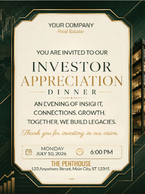 Elegant Appreciation Dinner Real Estate Party Invitation