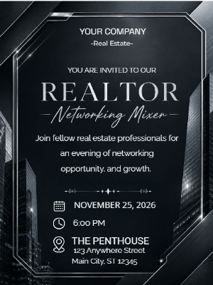 Elegant Networking Real Estate Party Invitation