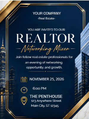 Elegant Networking Real Estate Party Invitation